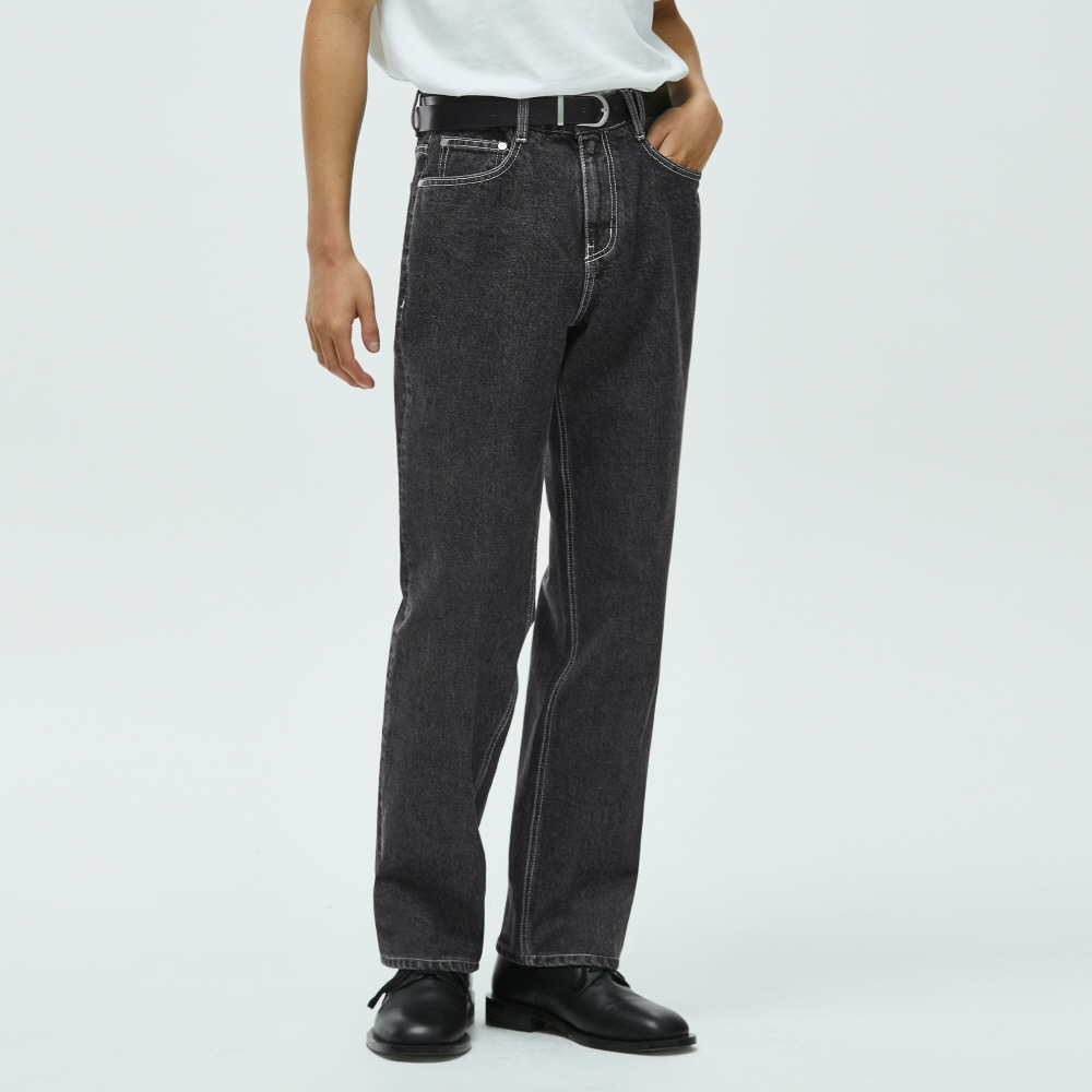 [AMC 데님]Dawn Semi Wide Jeans DCPT002AshBlack