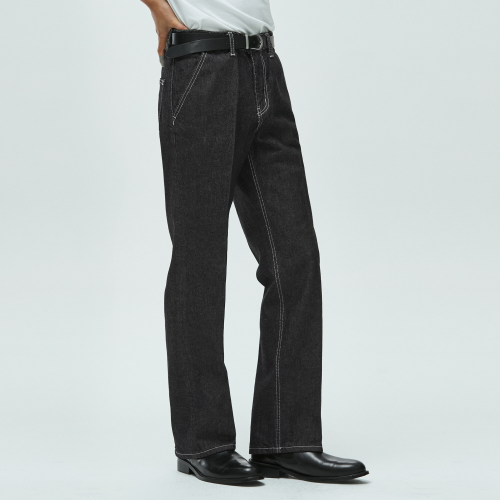[AMC 데님]Dawn Semi Flared Jeans DCPT022RawBlack