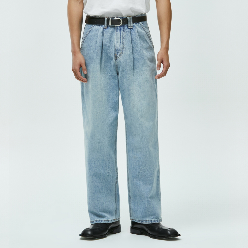 [AMC 데님]Dawn 2Pleats Wide Jeans DCPT007LightBlue