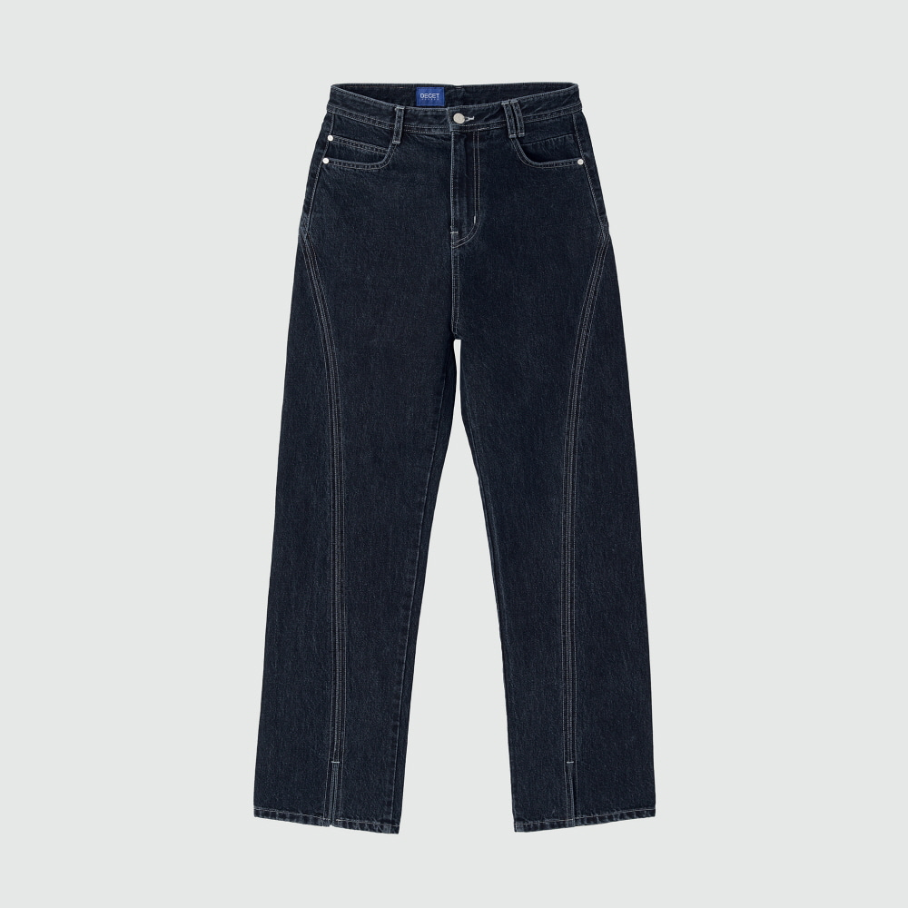 Oval Stitch Straight Slit Jeans DCPT020BlueBlack